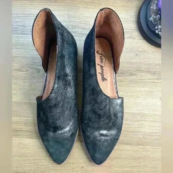 Free People Royale D’Orsay pointed toe Flats Metallic Onyx Silver leather - Picture 2 of 5